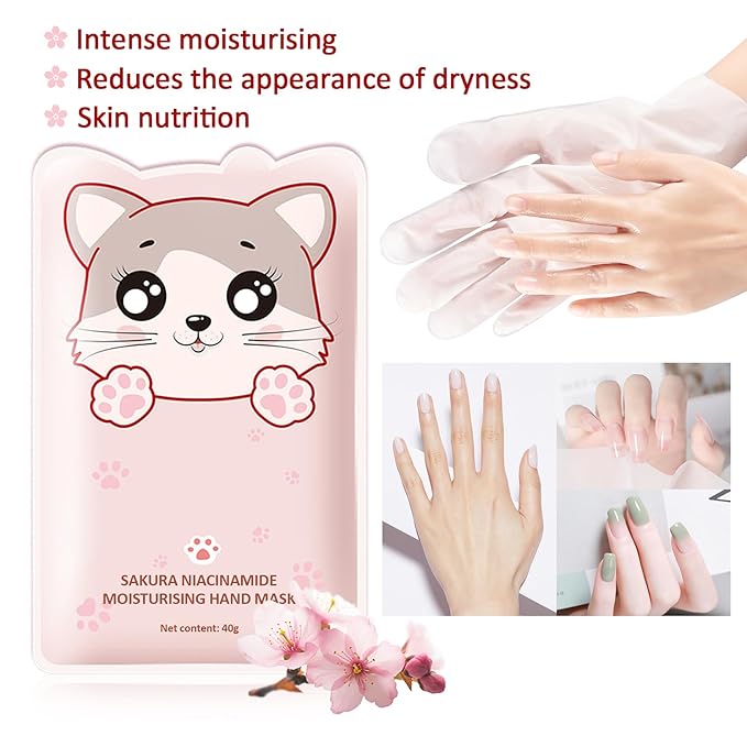 Hand Masks Moisturizing Gloves,6 Pairs Hydrating Hand Peel Masks Gift Set for Dry Cracked Hands Care,Long-lasting and Non-greasy Hand Moisturizer Gloves for Women A