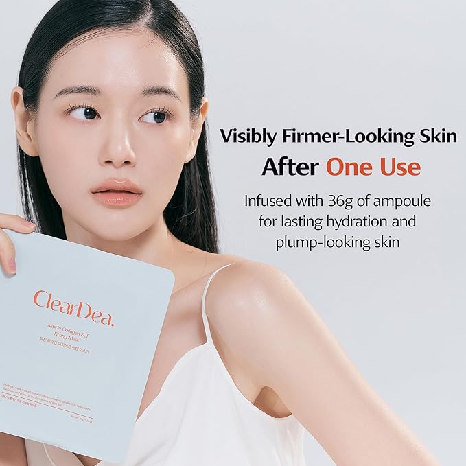 Mucin Collagen Peptide Hydrogel Mask (Plant Mucin & 7-Collagen Complex) – Hydrating & Firming Facial Sheet, 5 Pack – Korean Skincare Glow Essentials