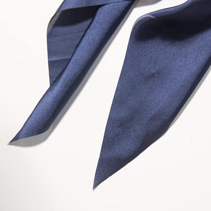 Pack of 2 Knotted Bow Hair Scrunchies Elastic Hair Scarf Black Hair Ties Bands Satin Hair Ribbon Scrunchy Red Ponytail Holder for Women and Girls (Navy blue)