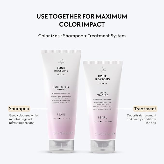 FOUR REASONS Color Mask, Pearl Blonde (27 Colors) – Hair Gloss & Color Depositing Conditioner – Semi Permanent Hair Toner for Color-Treated Hair Color For Women – Vegan & Cruelty-Free – 6.76 fl oz