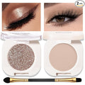 Matte Glitter Eyeshadow Palette 2 PCS, Nude Brown Eye Shadow Palettes Shimmer Neutral Eyeshadow for Older Women, Smooth Powder Lightweight Blendable High Pigment Compact Daily Eyes Makeup, Set D