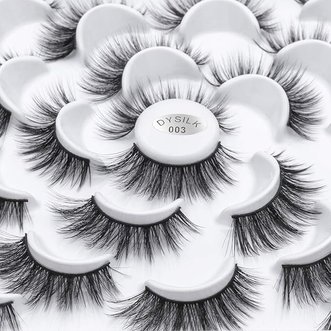 DYSILK Lashes Mink Eyelashes - False Eyelashes 10 Pairs 6D Faux Mink Lashes Pack Eye Lashes Cat Eye Lashes Fluffy Eyelashes Fake Lashes Reusable False Eyelashes Wispy | 15mm