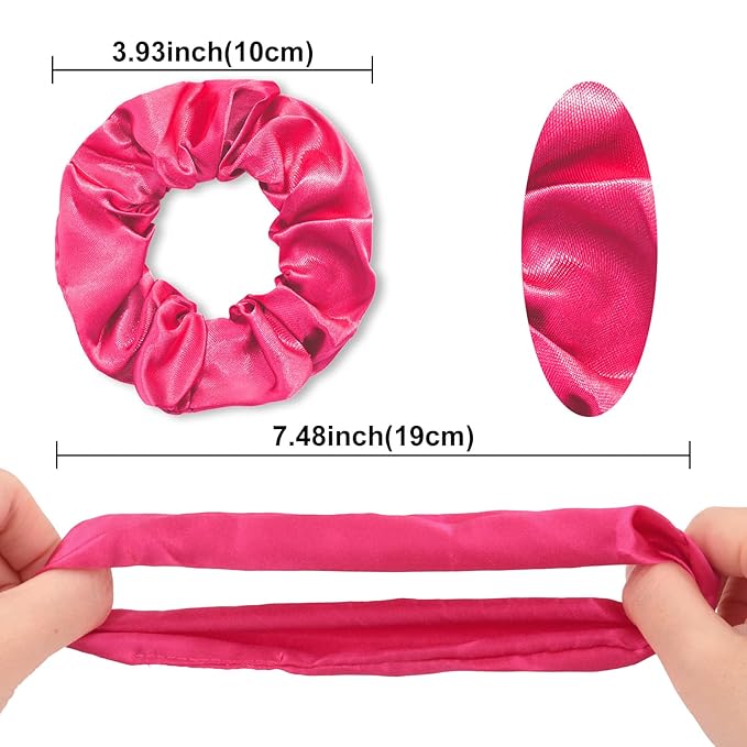 Silk Satin Scrunchies for Women Girls 12 PCS Rose Red Hair Scrunchies Silk Satin Hair Ties for Thick Hair Bulk Hair Ties Hair Accessories