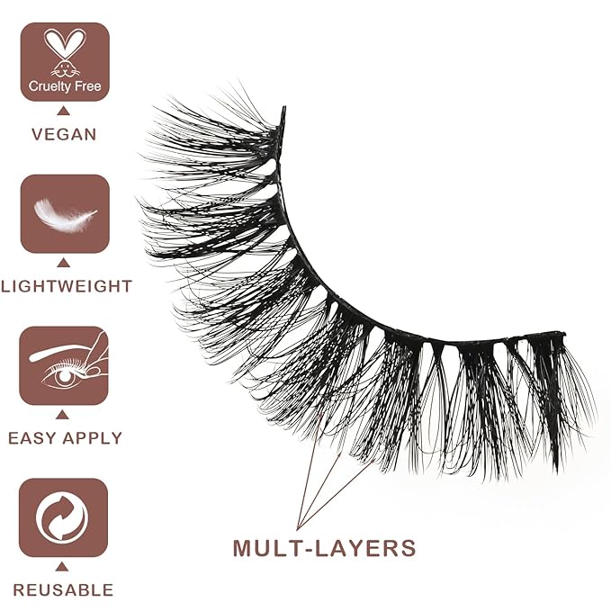 APCYUST Wispy Lashes Bulk 30 Pairs Natural Strip Eyelashes Wholesale Volume Doll Eye Lash Sets Short Thick Fluffy False Mink Eyelash Strips Full Small Fake Pestañas Postizas with Portable Pack