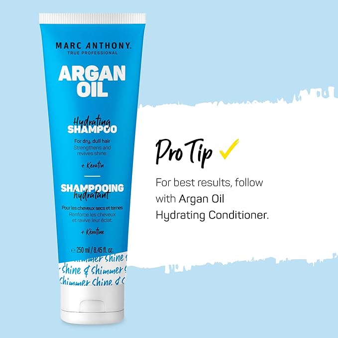 Marc Anthony Argan Oil Shampoo with Keratin - Moisturizing & Revitalizing for Dry, Dull Hair - Repairs, Strengthens & Enhances Shine with Nourishing Moroccan Argan Oil