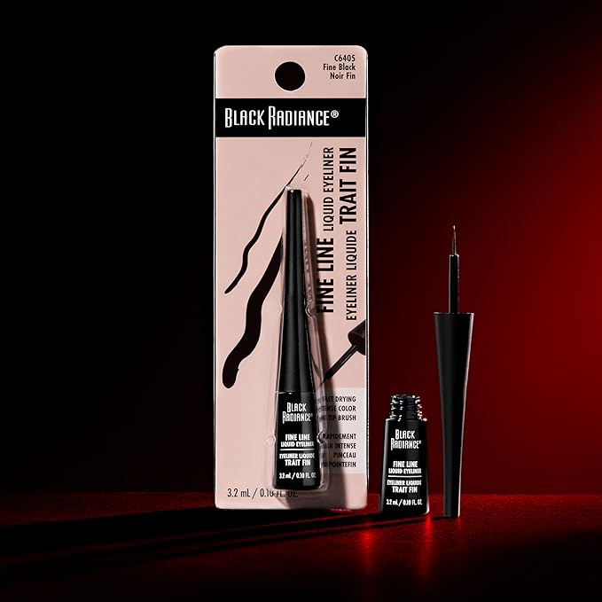 Black Radiance Fine Line Liquid Eyeliner, Black, 0.12 Fluid Ounce