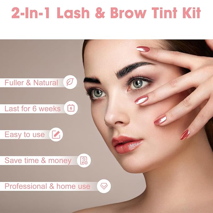 2-In-1 Eyebrow & Eyelash Color Kit - DIY Lash and Brow Tinting at Home, Professional Salon Quality Results, Long-Lasting Eyebrow Color for Natural Look, 7ml (Natural Black)