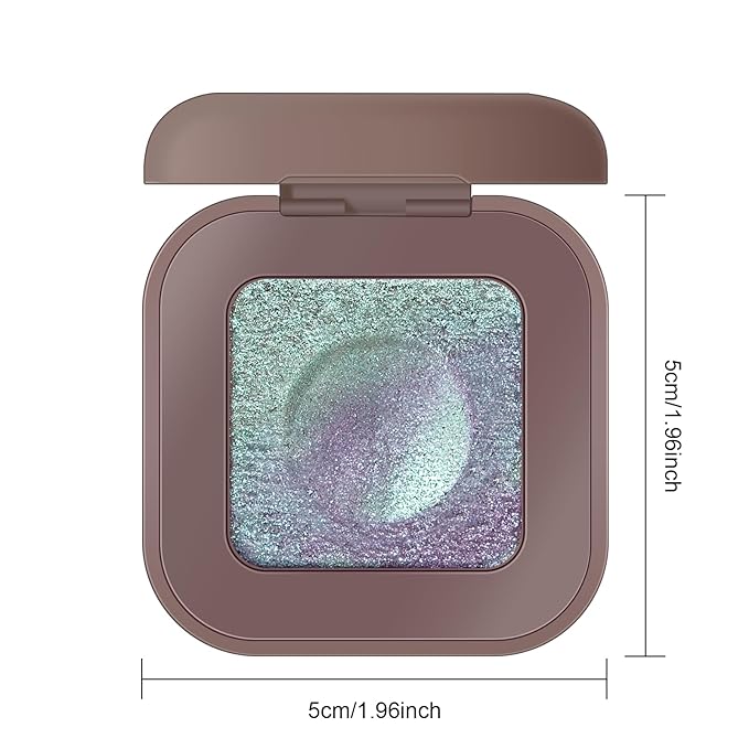 KYDA Chameleon Metallic Eyeshadow, Chrome Shimmer Eye Shadow Makeup, Smooth Pressed Powder Palette with Mirror, High Pigment Soft Eyeshadow, Lasting Glitter Eye Look, 02 Mauve Cyan