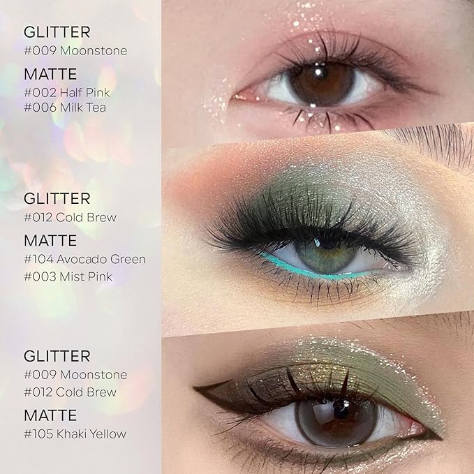 KYDA Forest Green Matte Eyeshadow Single, Dark Green Eyeshadow Compact, Ultra-fine Lightweight, Crease-proof High Pigmented Formula, Matte Mini Eyes Makeup, #104 Avocado Green