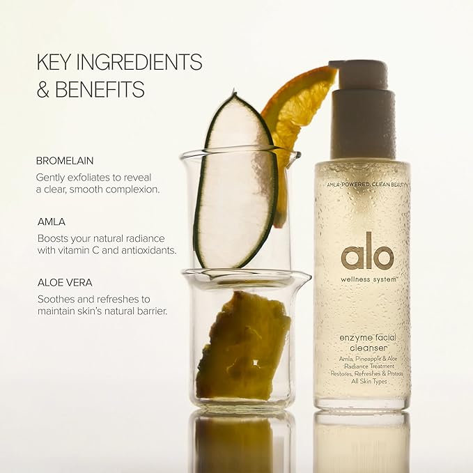 Alo Enzyme Facial Cleanser | Pineapple Enzymes to Gently Resurface Skin | Aloe & Vitamin E Smooths & Refreshes Skin | 3.2 fl. oz