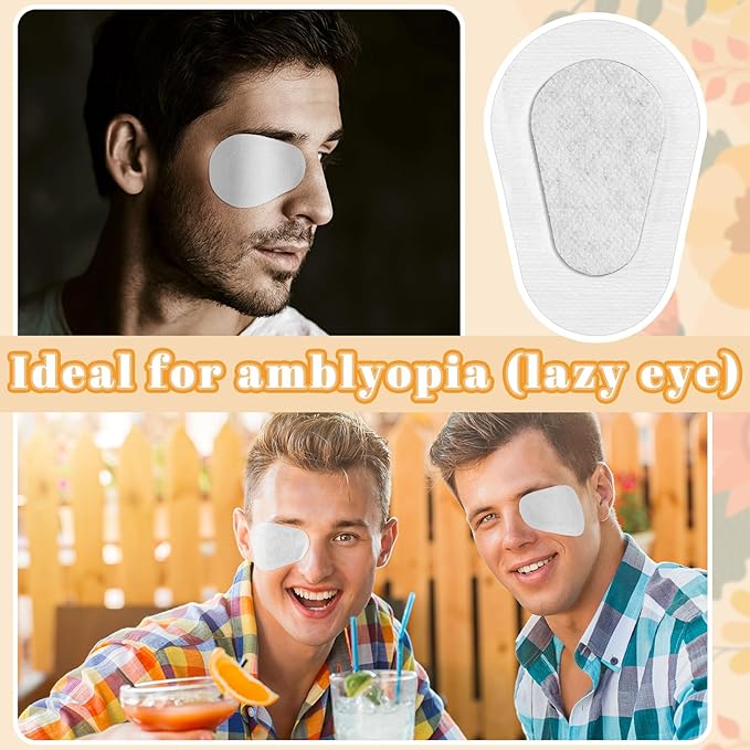 Panitay 40 Pcs Adhesive Eye Patches for Adults Eye Patch for Disposable Breathable Amblyopia Lazy Adhesive Bandages for Men(3.3 x 2.3 Inch,White)