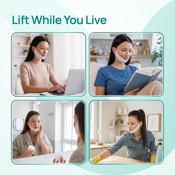 PLANTIFIQUE V-Line Chin Lifting Mask, 15 PCS - Double Chin Strap with Hyaluronic Acid & Aloe Vera - Jawline Shaping, Neck Firming and Tightening