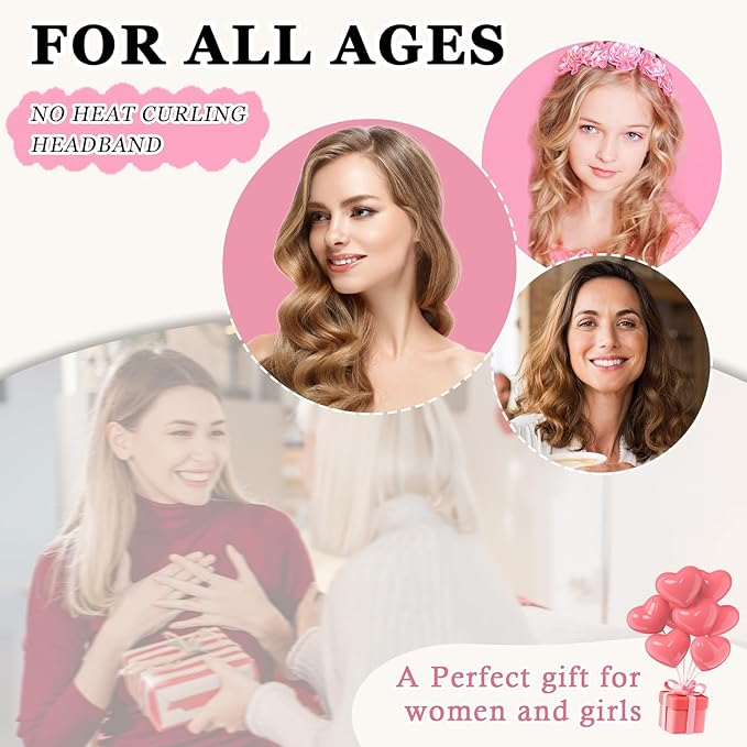 Gwabee Heatless Curls Overnight Hair Curlers to Sleep In, 9 PCS Velvet Heatless Hair Curler Overnight Curls for Women Long Medium Hair Volumes, Heatless Curling Waves Set with Sleep Bonnet - Red