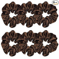 Sufermoe 6 Pcs Satin Silk Hair Scrunchies, 4.5 Inch, Dark Brown, Hair Accessories for Women and Girls