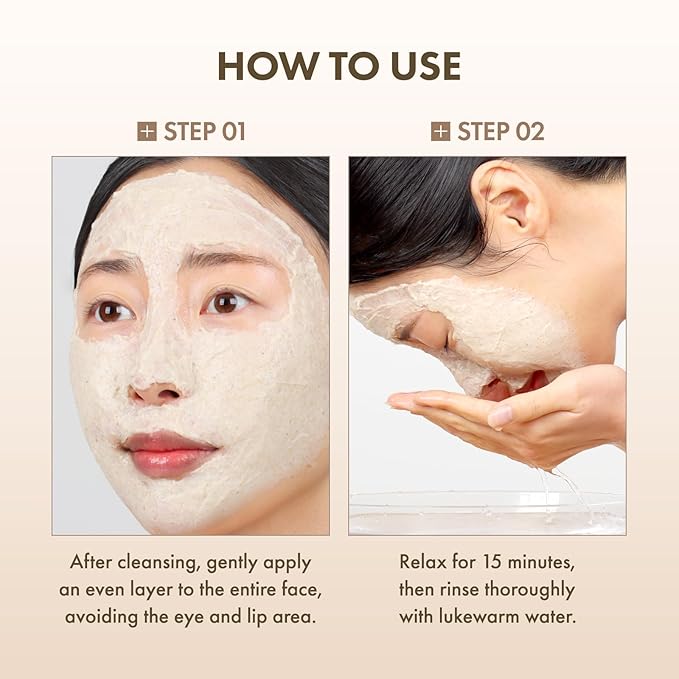 TOSOWOONG Rice Glow Clay Mask, 3% Korean Rice Wash-Off Mask & Exfoliating Scrub, Kaolin Mud for Pore Minimizing, Sebum Control, Honey Instant Glow, Glass Skin, Korean Skincare, 100 ml / 3.38 fl. oz.