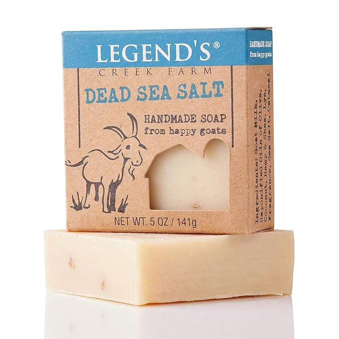 Legend's Creek Farm Goat Milk Soap - Cleansing Moisturizing Bar for Hands and Body - 5 Oz Creamy Lather, Nourishing, Gentle Natural Soap for Sensitive Skin (Dead Sea Salt, Pack of 5)