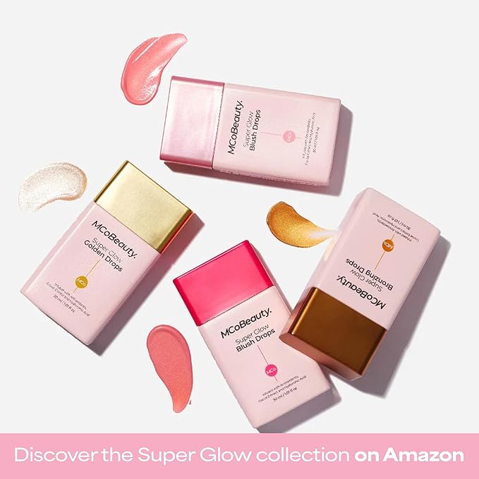 MCoBeauty Super Glow Golden Drops - Radiant Shimmer Liquid Luminizer - Hydrating Highlighter Makeup for Face with Niacinamide Hyaluronic Acid Jojoba Oil Squalane Cacao Extract - Vegan & Cruelty Free