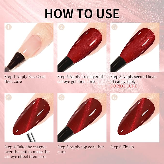 MAYCHAO 15ML Red Cat Eye Gel Nail Polish 1Pc Blood Red Gel Polish Soak off Holographic Magnetic Nail Polish for Nail Art Manicure Salon DIY at Home, 0.5 OZ