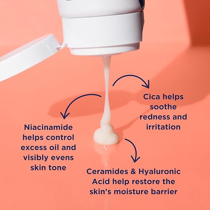 PanOxyl PM Balancing Repair Moisturizer with Niacinamide, Ceramides and Cica, Hydrating Face Moisturizer, Acne Prone Skin and Dry Skin, Non-Comedogenic Night Face Moisturizer, 3 oz