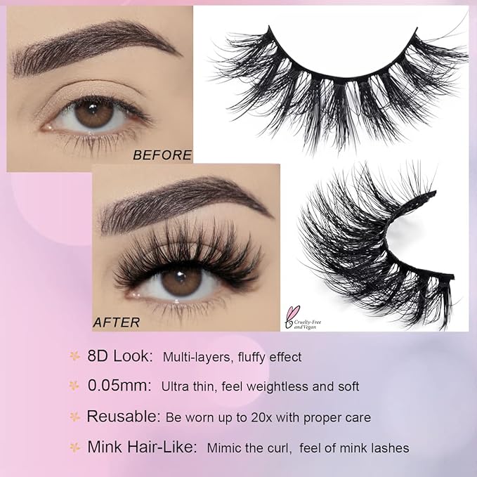 FARRED Wholesale Fluffy Dramatic Bulk Lashes Mix 10 Styles 100 Pairs Pack Individual Box 10-18mm Volume Faux Mink Eyelash Thick 8D Fake Lash Short Natural Look Eyelashes (style i-100 pairs)