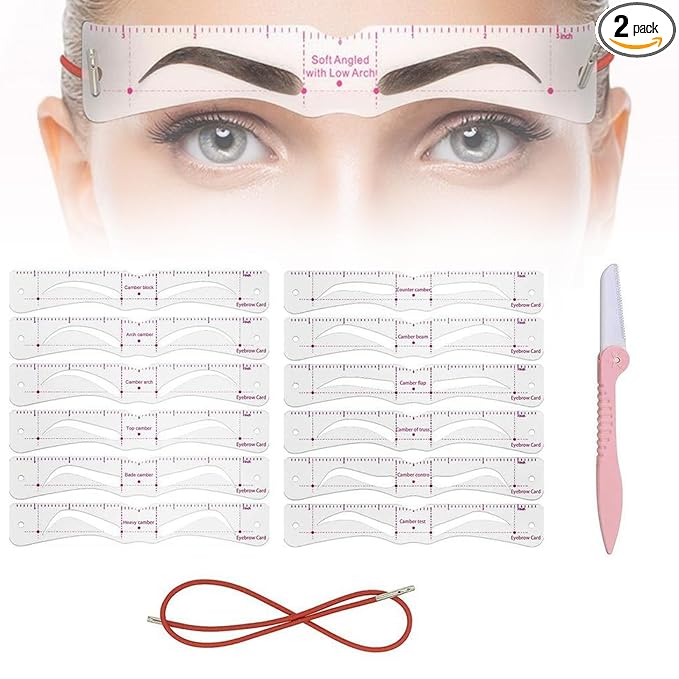 Instabrow Stencil Kit with Headband, Instabrow Stencil Kit, Insta Brow Stencil Kit, Instabrow Stencil Kit 12 Pack with Headband, with Eyebrow Powder Kit (1Set)