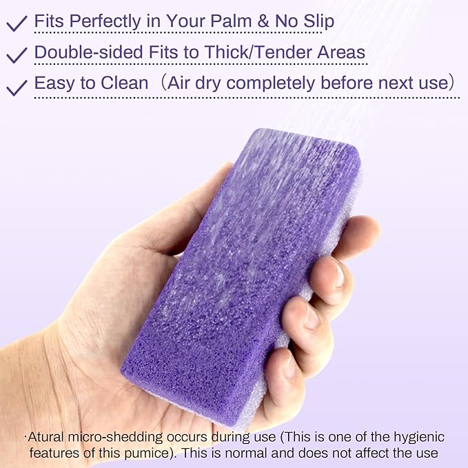 10 Pumice Stone for Feet - 4.7 x 2 x 1 Inch Double Side Purple Foot Pumice Stone, Foot Filer Pedicura Scrubber for Callus Removal, Foot Care Spa Productos for Dark Elbows Hard Skin Exfoliating