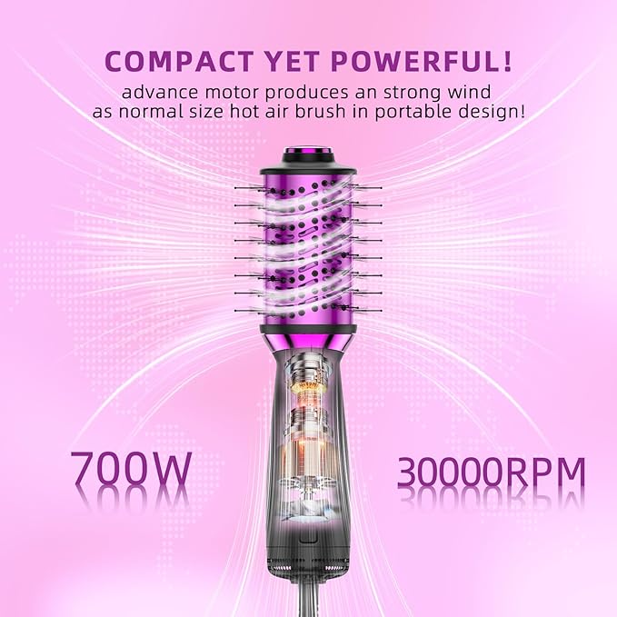 DORISILK Small Dual Voltage Blow Dryer Brush,4 in 1 Blow Dryer Brush for Drying Straightening Curling Volumizing，Travel Hot Air Styler with 2 Inch Oval Barrel