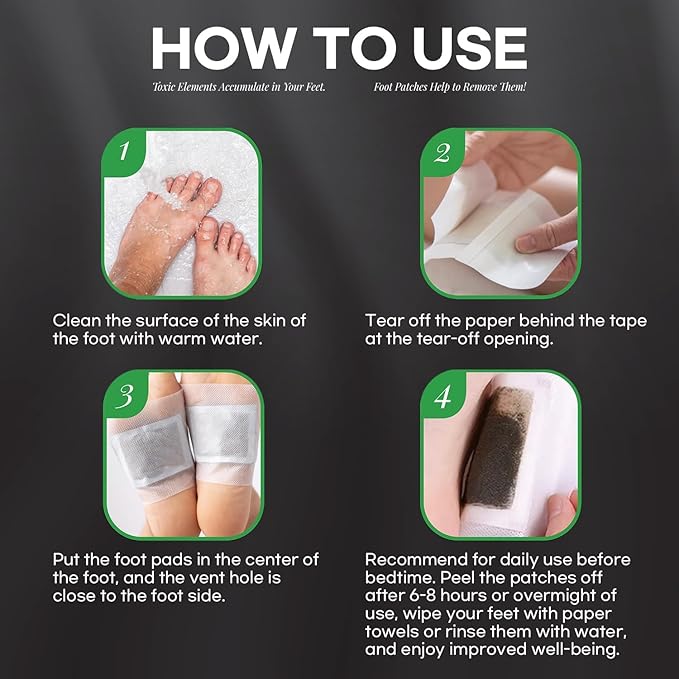 Deep Cleansing Foot Pads: Bamboo Wood Ginger Foot Patches for Promoting Daily Relaxation and Sleeping 30 Packs