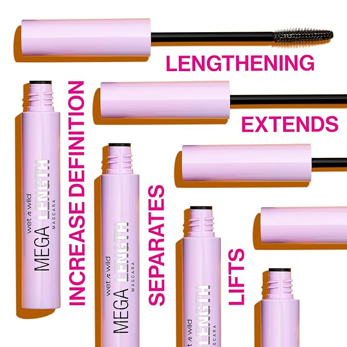 wet n wild Mascara - Lengthening, Vitamin E Enriched, Precision Comb Brush, Cruelty-Free, Gluten-Free, Sulfate-Free & Vegan - Very Black