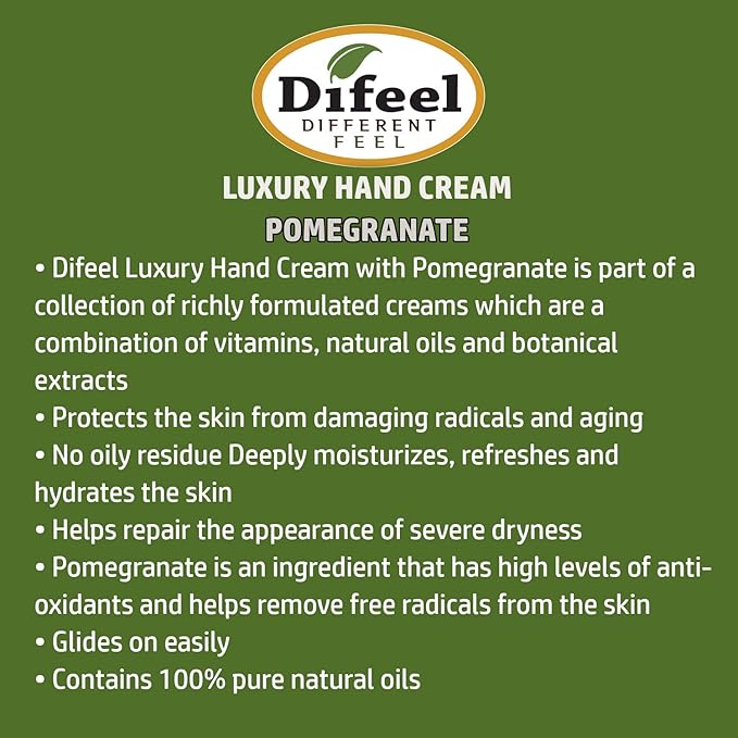 Difeel Ever Rich Hand Cream - Pomegranate with 100% Pure Natural Vitamin E Oil 1.4 ounce