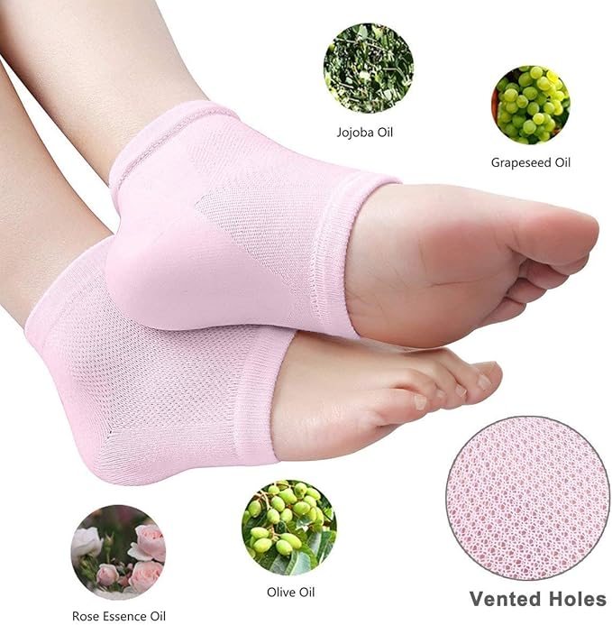 Codream Vented Moisturizing Socks Lotion Gel for Dry Cracked Heels, Spa Gel Socks Humectant Moisturizer Heel Balm Foot Treatment Care Heel Softener Compression (2 Pairs)