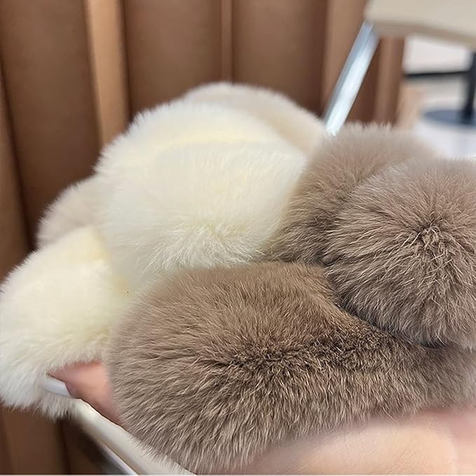 YOYLMAL Large Faux Fur Hair Claw Clip for Women, 5.1 Inches Winter Fluffy Fuzzy Hair Clips, Nonslip Strong Hold Furry Big Jaw Clamp for Thick Long Hair (White)