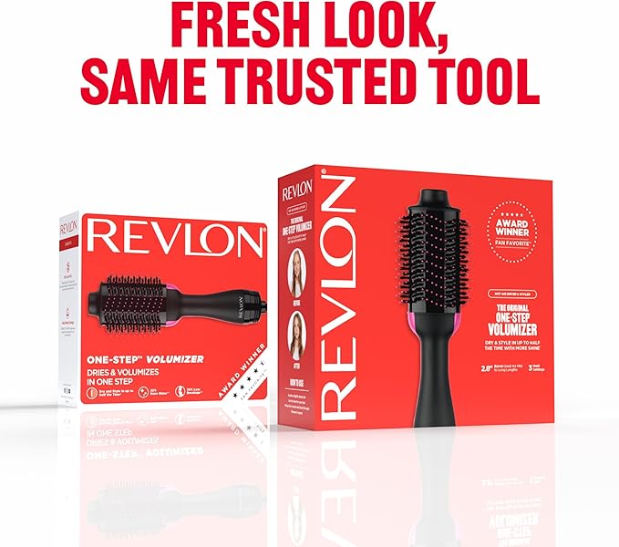REVLON One-Step Volumizer Hair Dryer and Styler – Easy Salon-Style Blowouts – Less Frizz, More Shine, and Reduced Heat Damage, for All Hair Types and Lengths (Black) (Pack of 2)