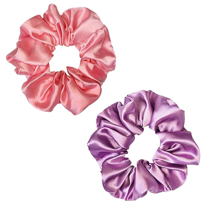 12 Pcs Satin Silk Hair Scrunchies Soft Hair Ties Fashion Hair Bands Hair Bow Ropes Hair Elastic Bracelet Ponytail Holders Hair Accessories (4.5 Inch, Assorted Red and Purple)