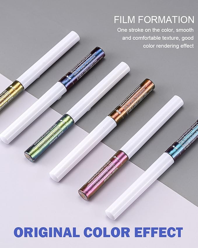 Chameleon Glitter Eyeliner Liquid,Pink Purple Metallic Satin High-Pigmented Color Multi-Reflective Finish Glitter Eye Liner Eyeshadow Pen,Ultra-Fine Tip Eyeliner,Christmas Makeup Gift for Women-06