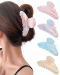 Mesovor 4 Pack Acrylic Hair Clips Claws, Nonslip 4.1" Large Hair Grip Hairclips for Thin and Thick | French Banana Barrettes Hair Strong Hold Hair Jaw Clamps (Light Blue, Orange, Light Pink, Purple)