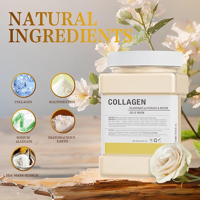 Jelly Mask Powder for Facials Professional - Collagen Firming & Moisturizing Face Mask Skin Care, Anti-Aging Fades Acne Marks Hydrojelly Mask, Peel Off Jelly Masks for DIY Spa 23 Fl Oz