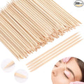 JANYUN Hair Removal 200 Pcs Eyebrow Wax Sticks, Wooden Waxing Spatulas for Small Detailed Areas, Orange Wood Nail Sticks