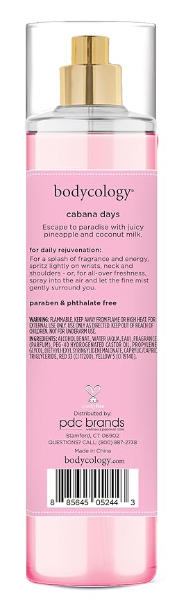 Bodycology Long-Lasting Fragrance Body Mist, Cabana Days, 8 fl oz