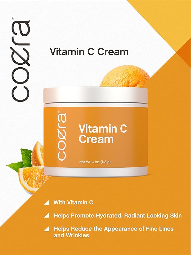 Coera Vitamin C Cream | 4oz | For Face, Dark Spots, Body, and Skin | Brightening, Hydrating, & Firming Moisturizer | Free of Parabens, SLS & Fragrances | Cruelty Free | Packaging May Vary