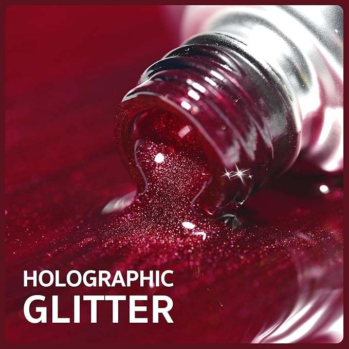 GAOY Glassy Cat Eye Gel Nail Polish, 16ml Glitter Holographic Nail Polish with Magnet, Reflective Translucent UV Gel, 2220 Ruby Crystal