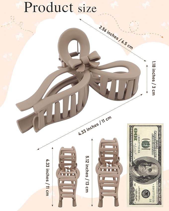 4 PCS Bow Hair Clips for Women Bow Claw Clip 5" Extra Large Hair Claw Clips for Thick and Long Hair Cute Bows Big Clip Mother’s Day Gift for Mom