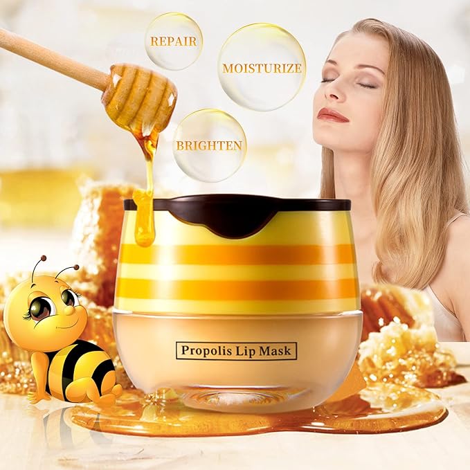 2 PCS Honey Lip Balm Pot, Honey Lip Mask, Reduces Lines, Hydrate & Moisturizing Skin Care, Prevention Dry Cracked Lips Repair Treatment