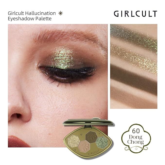 GIRLCULT 4-Color Eyeshadow Palette – Pigmented Makeup Palette with Matte & Shimmer Finishes, Long-Lasting & Blendable, Built-in Mirror, Ideal for Natural Eye Looks or Smoky Eye Kit #60