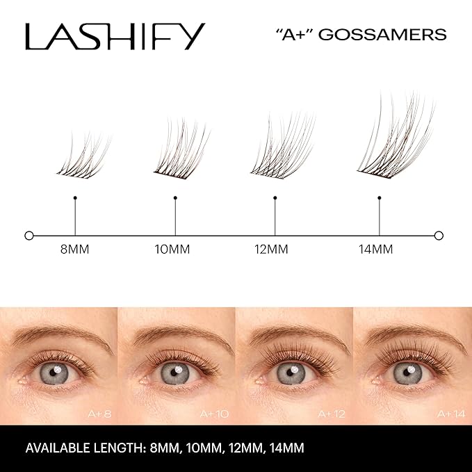 Lashify Amplify Plus+ 14mm Eyelash Extensions Refill in Ash Color, Easy DIY False Lashes for the Most Delicate, Natural and Long Lasting Look