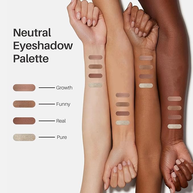 FV Natural Finish Eyeshadow Palette, 4 Matte & Metallic High Pigment Shades, Long-Lasting Eye Shadow Palette Makeup, Crease-Proof, Blendable Eye Makeup (Neutral)