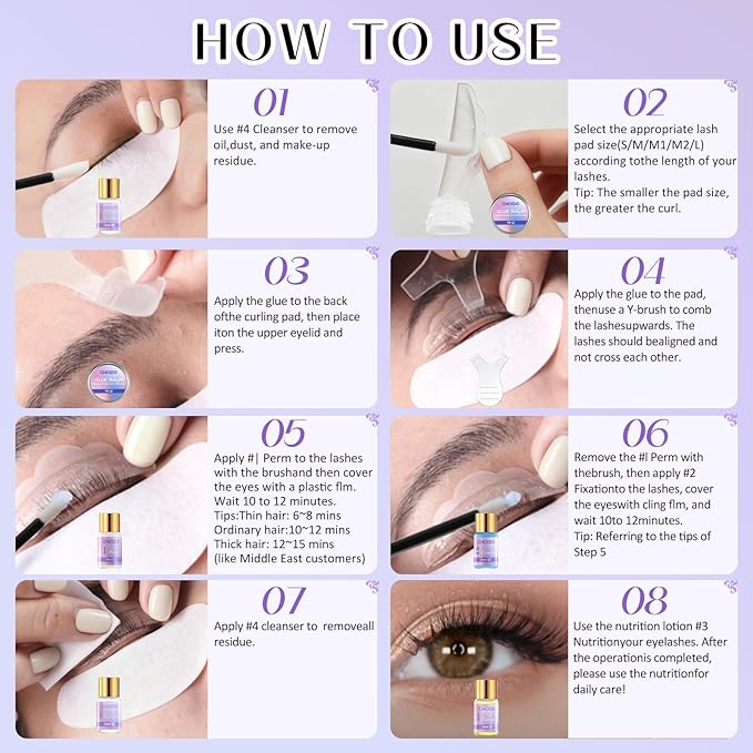 Lash Lift Kit - Eyelash Perm Kit - Eyebrow Lamination Kit, 2 in 1 Professional Eyelash Curling Lash Extension & Eyebrow Lift Kit, Easy to Use for Salon & DIY Home Use, Lasts 6-8 Weeks (Purple)