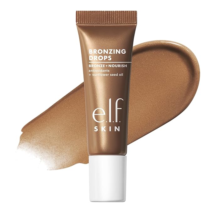 e.l.f. SKIN Bronzing Drops Mini, Liquid Face Tinted Serum with Vitamin E & Sunflower Oil, Vegan & Cruelty-Free, Fair Gold