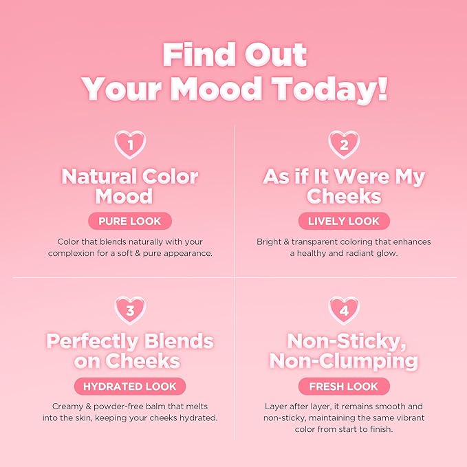 lilybyred Luv Beam Cheek Balm | Heart-Shaped Korean Cream Blush, Semi-Matte Finish, Long-Lasting, Blendable & Buildable, Soft Creamy Texture, Lightweight, Natural Flush, 0.12 oz. (02 Innocent Pink)
