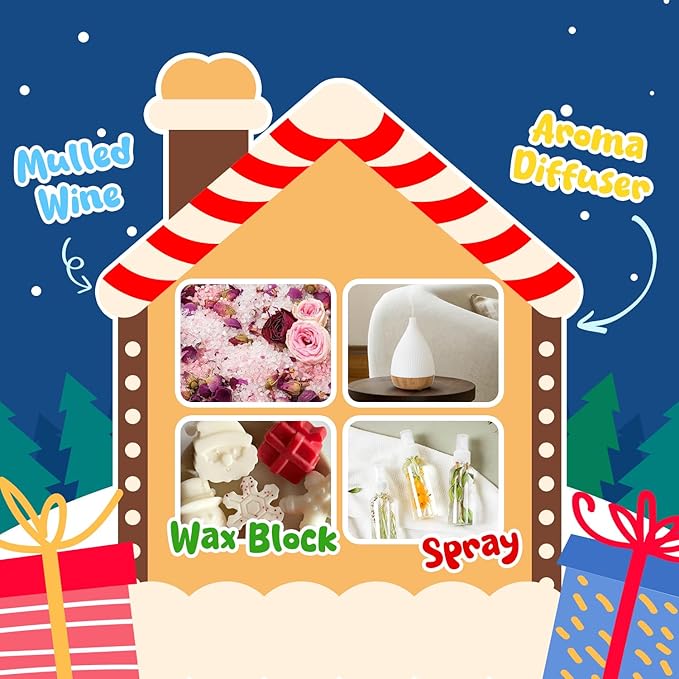 Soulorigin Holiday Essential Oils Set, Fragrance Oil Set for Diffuser, Scent Diffuser Oil for Candle Making-Vanilla Cinnamon Cookies, Caramel Apples, Gingerbread, Fir Cedar, Orange Cloves, Mulled Wine